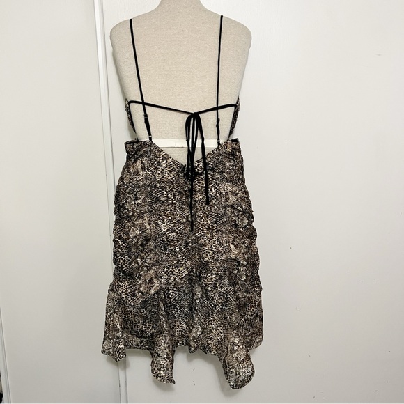 NWT Free People Snake Print Open Back Mini Dress M - Picture 2 of 11